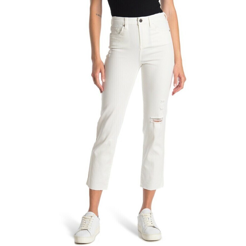 BLANKNYC Women's Stretch Madison Crop Straight Leg Jeans White Size 26 $130